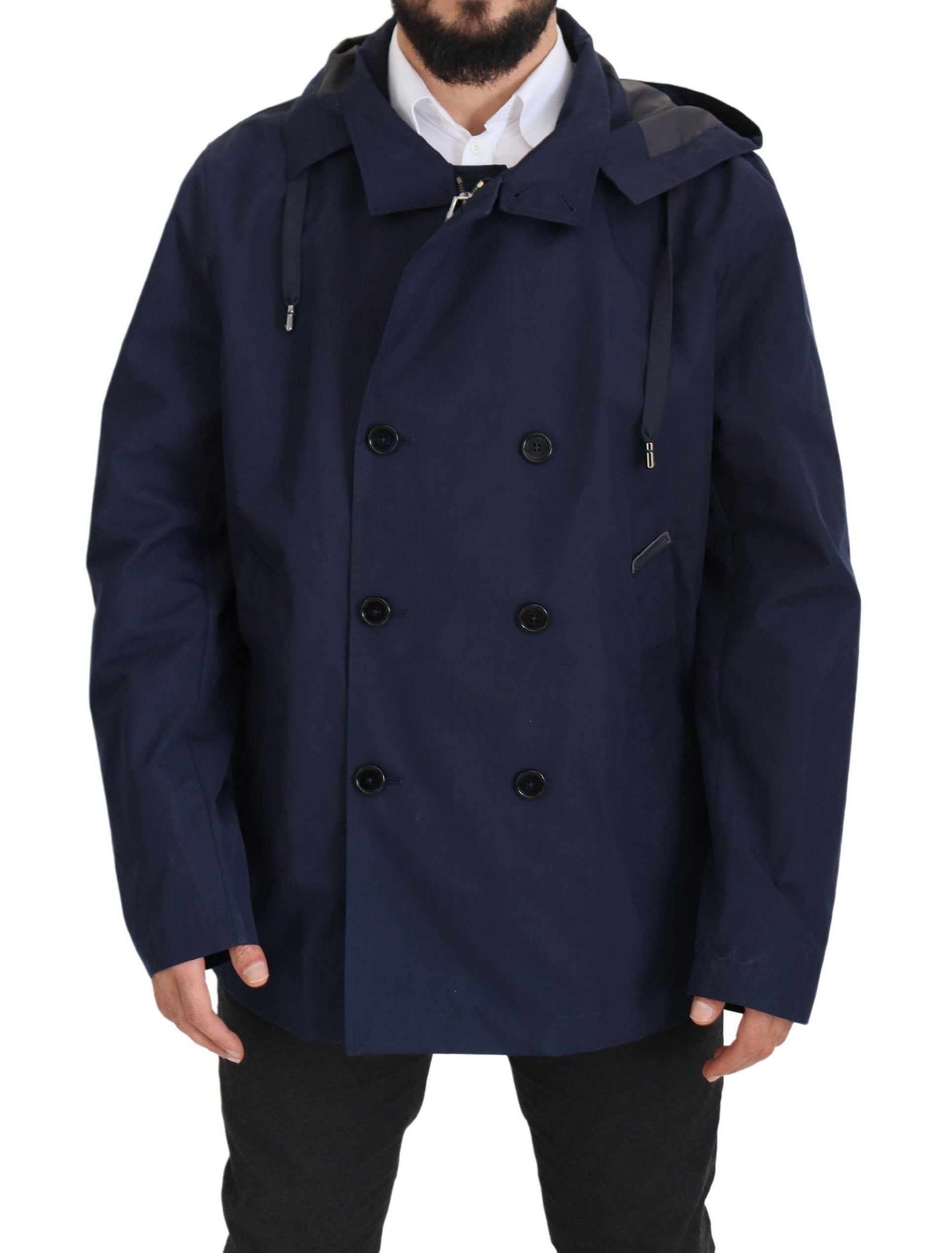 Dolce & Gabbana Elegant Double-Breasted Blue Parka Men's Jacket