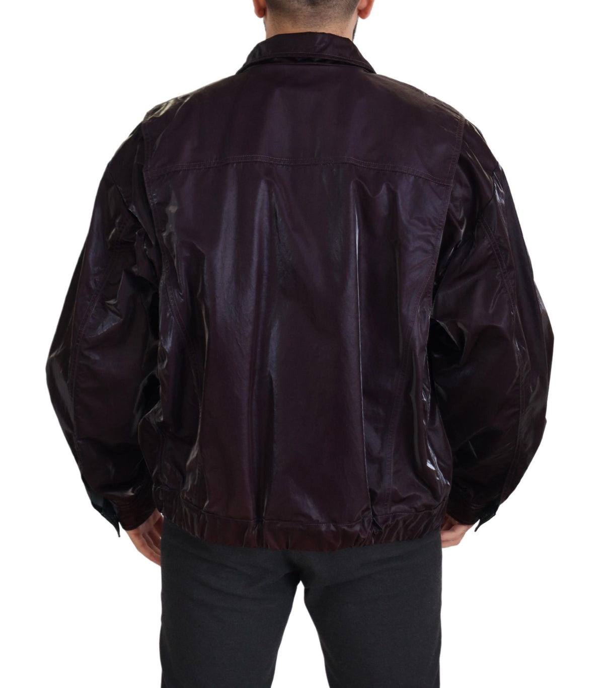 Dolce & Gabbana Bordeaux Nylon Collared Men Coat Men's Jacket