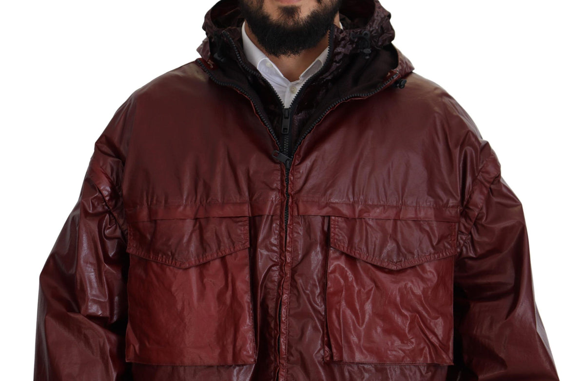 Dolce & Gabbana Bordeaux Cotton Hooded Full Zip Men's Jacket