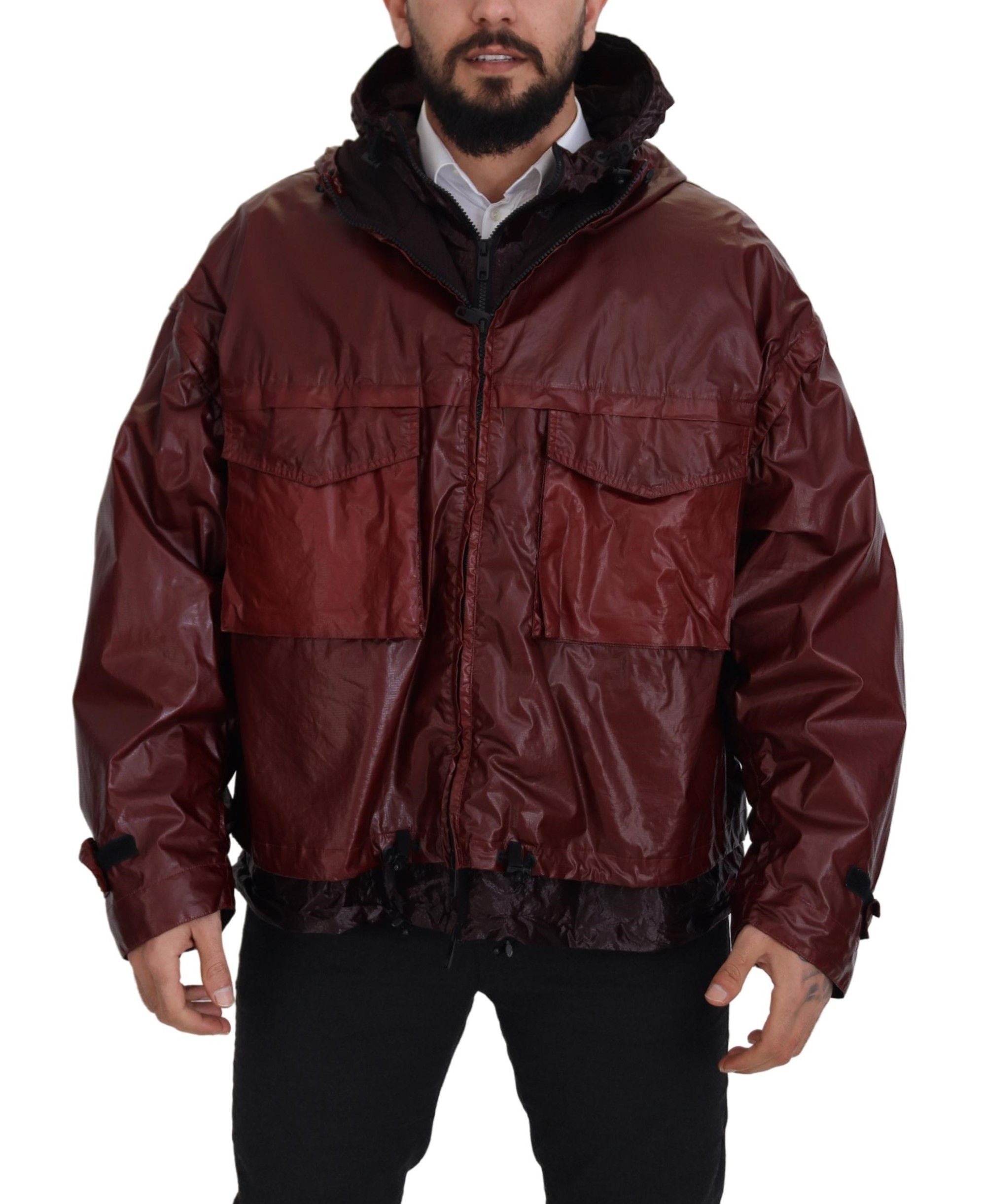 Dolce & Gabbana Elegant Bordeaux Full Zip Hooded Men's Jacket