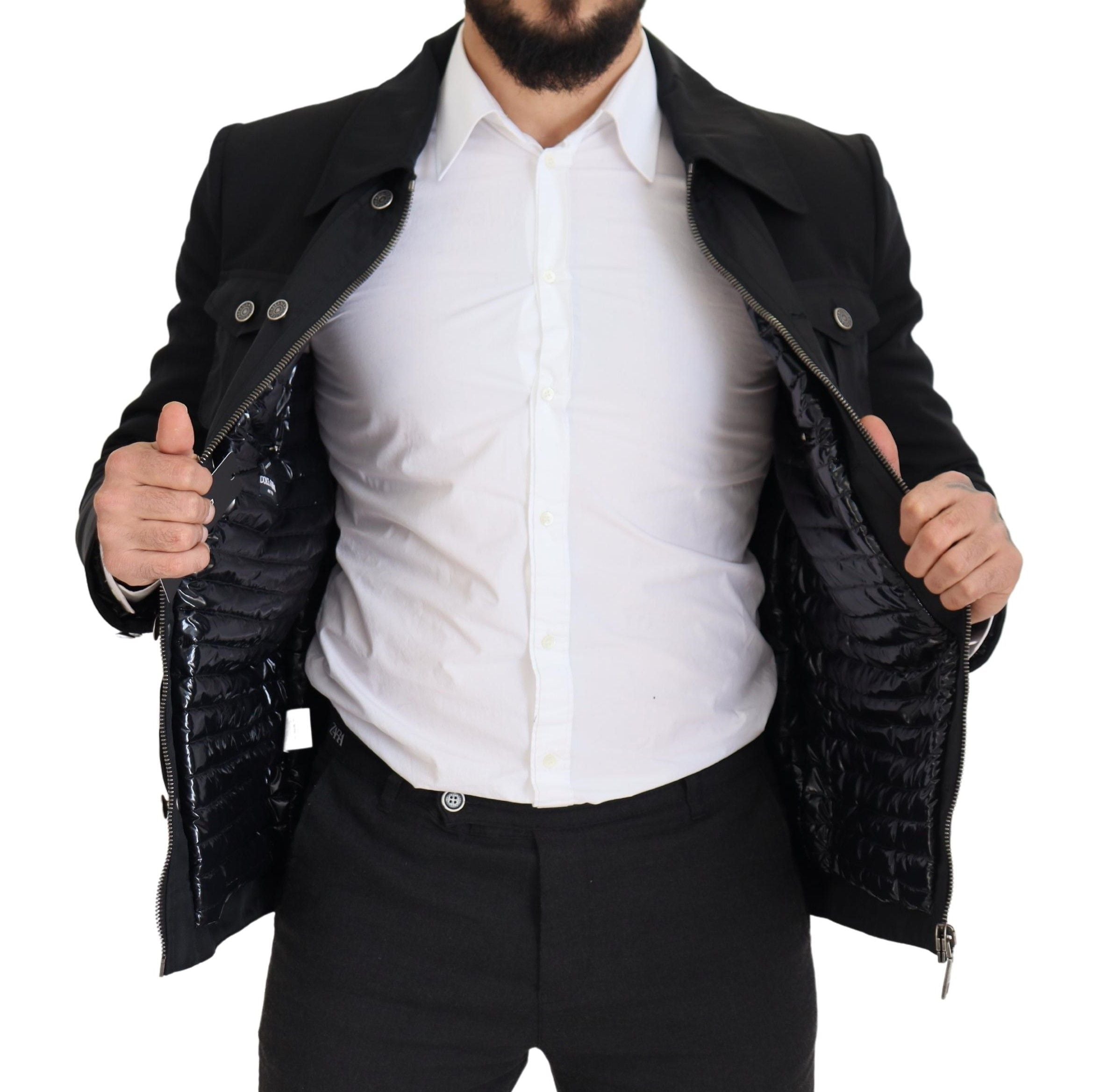 Dolce & Gabbana Black Wool Collared Full Zip Men's Jacket