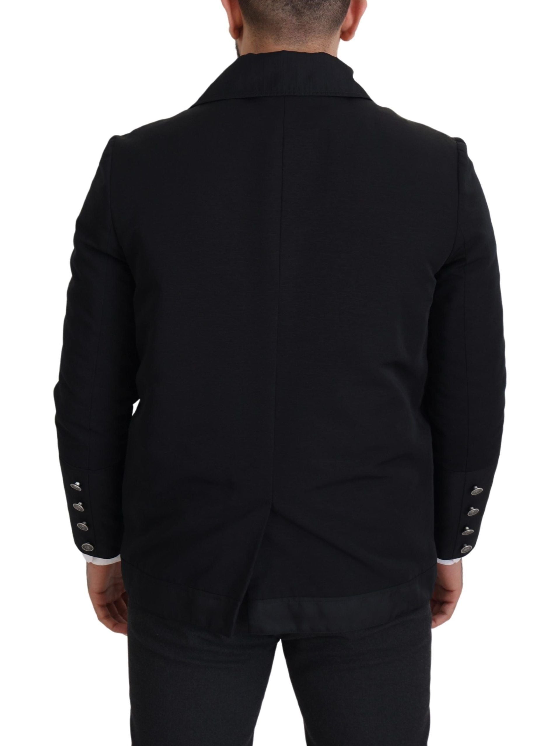 Dolce & Gabbana Black Wool Collared Full Zip Men's Jacket