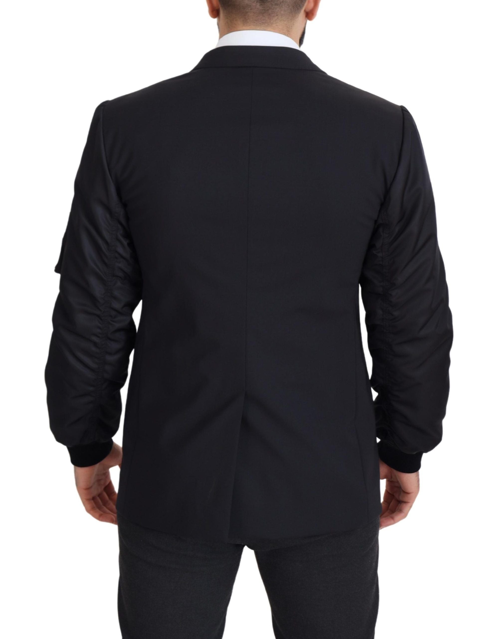 Dolce & Gabbana Black Wool Full Zip Long Sleeves Men's Jacket