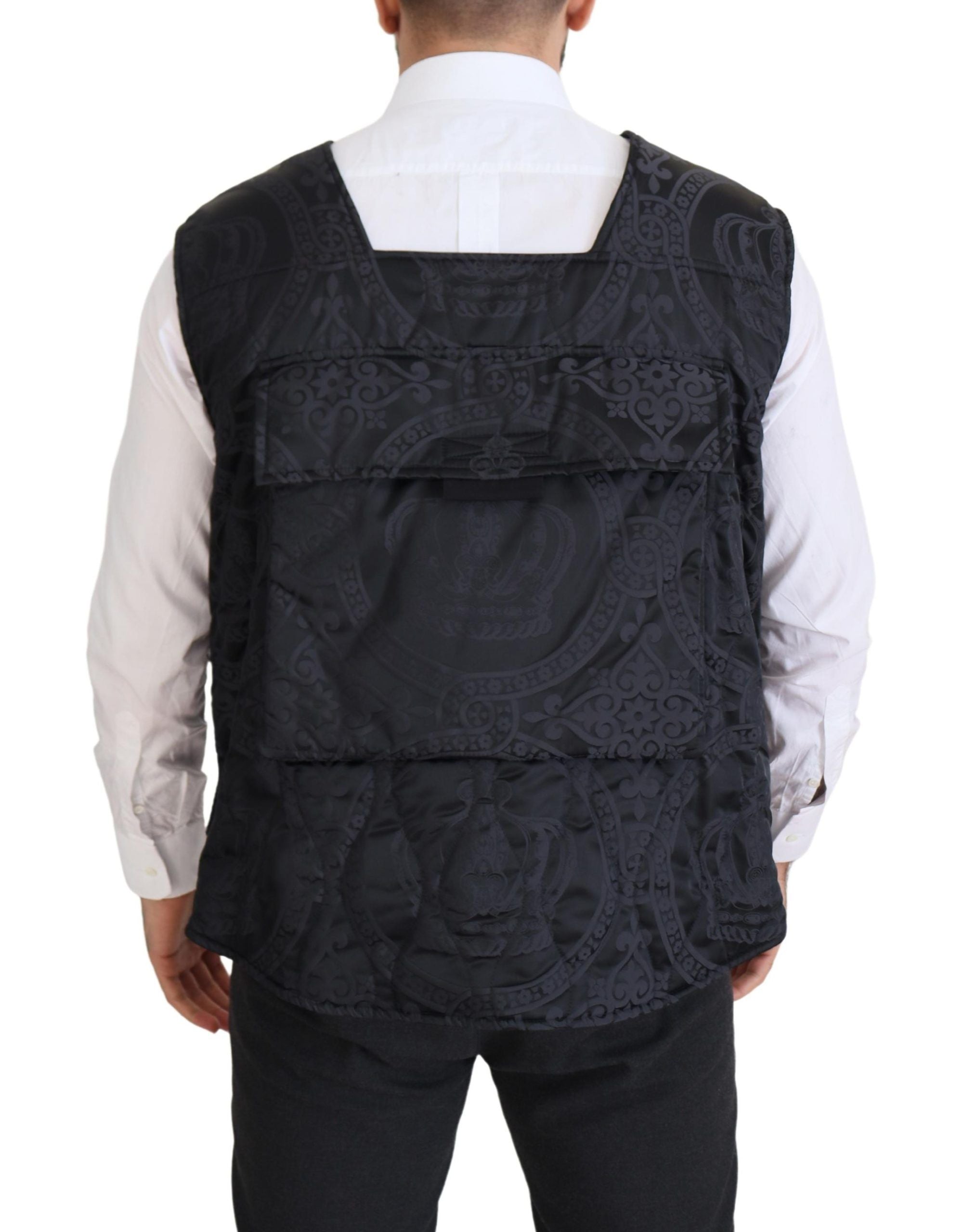Dolce & Gabbana Black Nylon Full Zip Sleeveless Men's Jacket