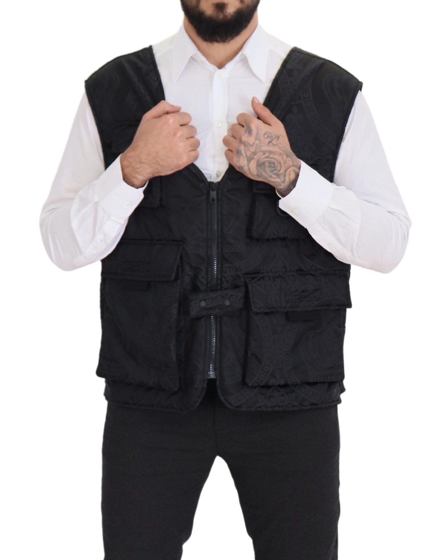 Dolce & Gabbana Black Nylon Full Zip Sleeveless Men's Jacket