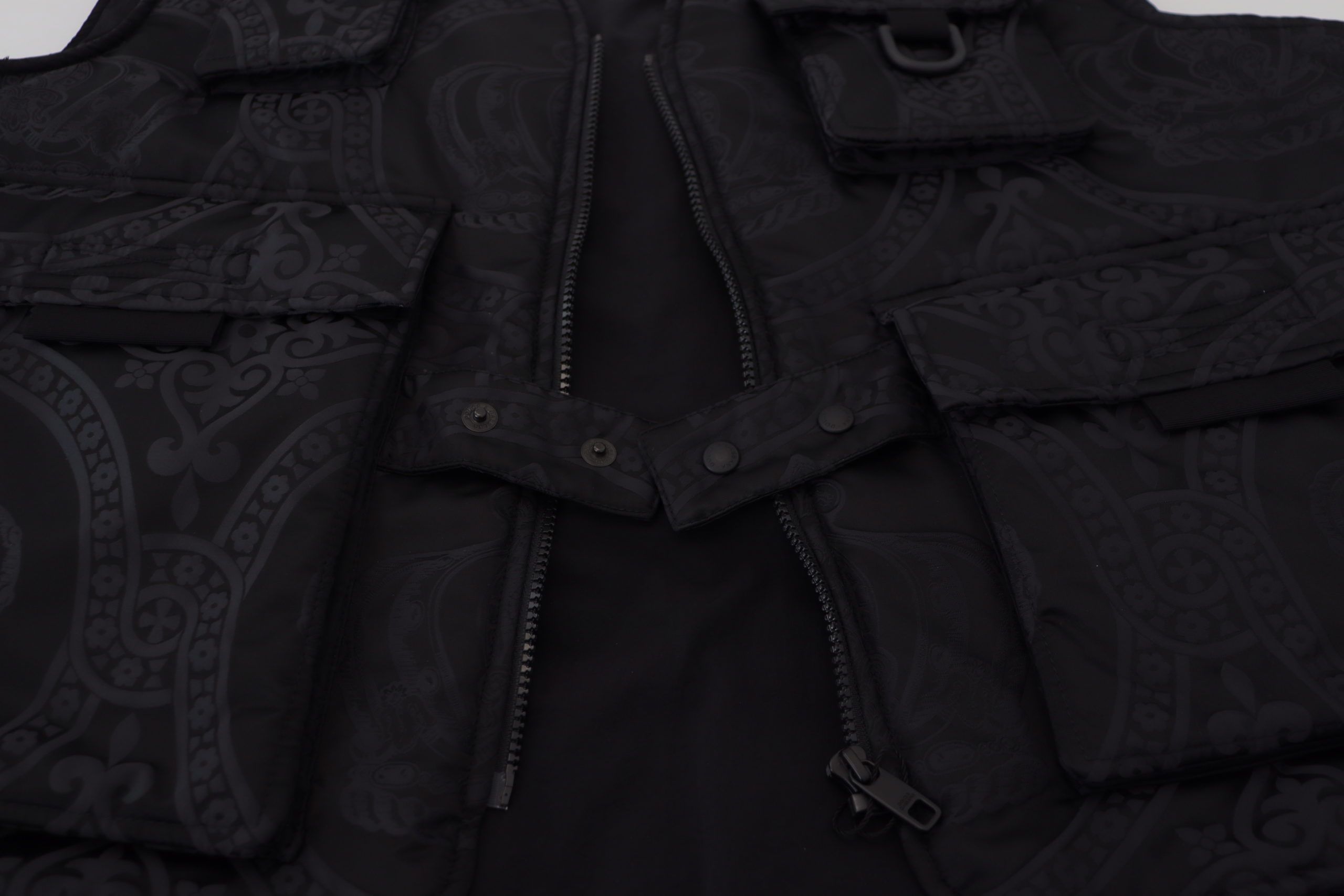 Dolce & Gabbana Black Nylon Full Zip Sleeveless Men's Jacket