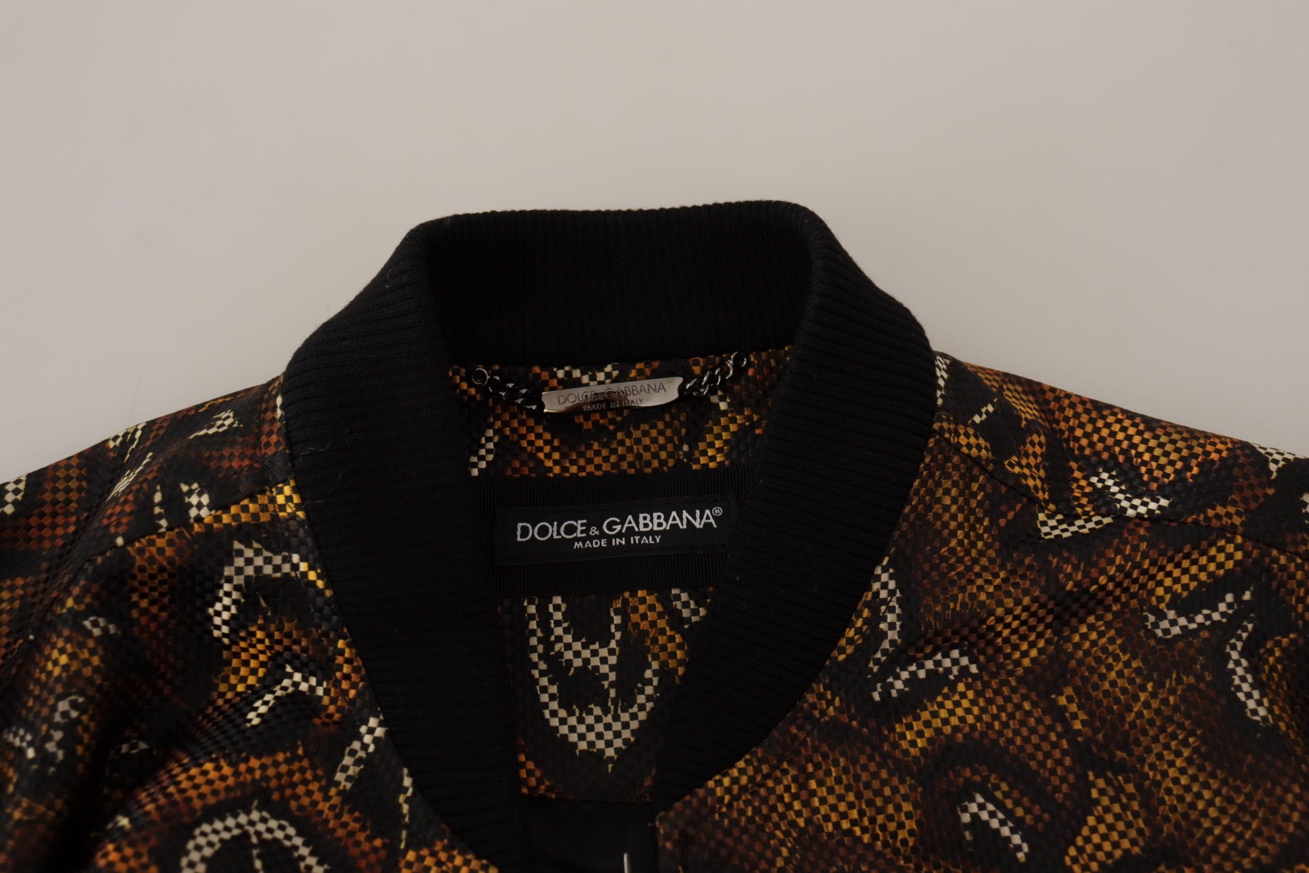 Dolce & Gabbana Brown Feather Full Zip Blouson Men's Jacket