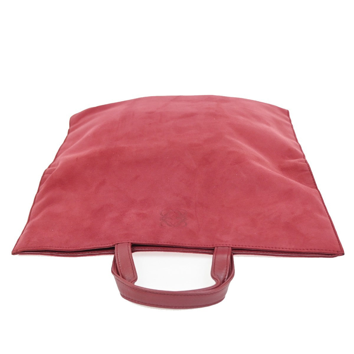 Loewe Anagram Tote Suede Red Suede Tote Bag Bag (Pre-Owned)