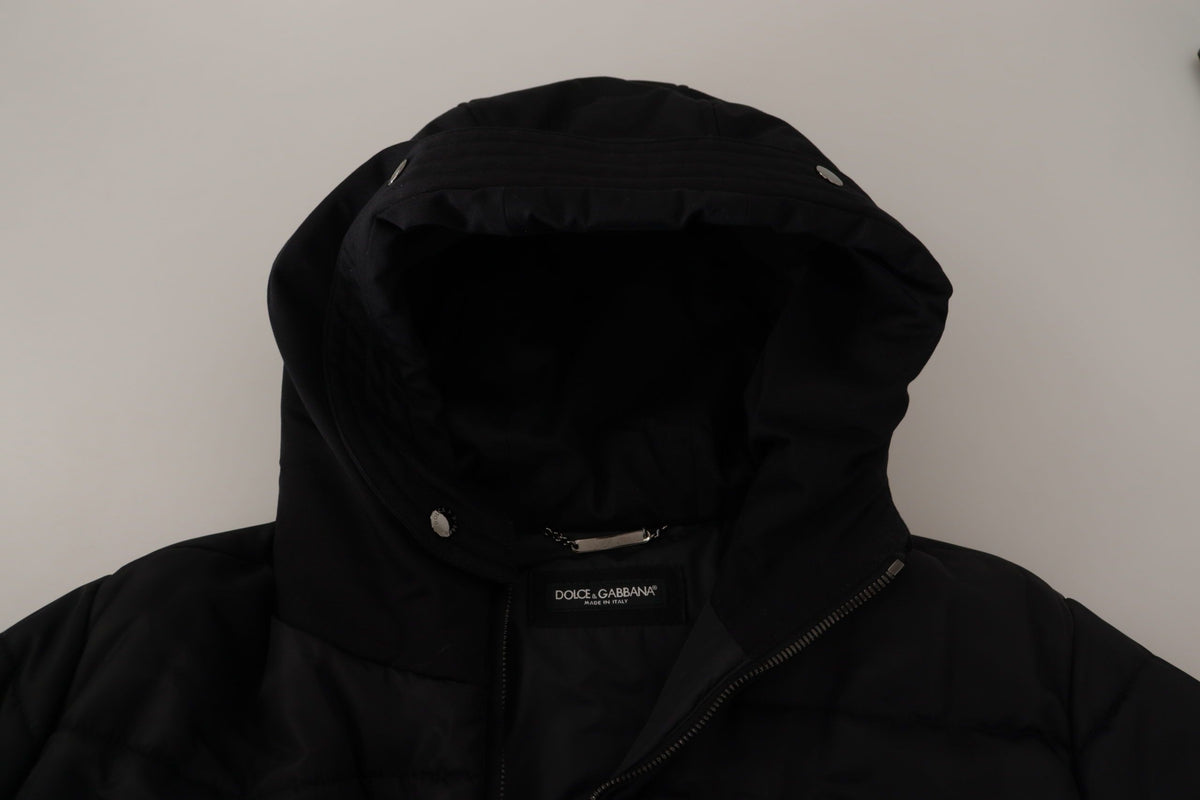 Dolce & Gabbana Black Nylon Hooded Parka Coat Winter Men's Jacket