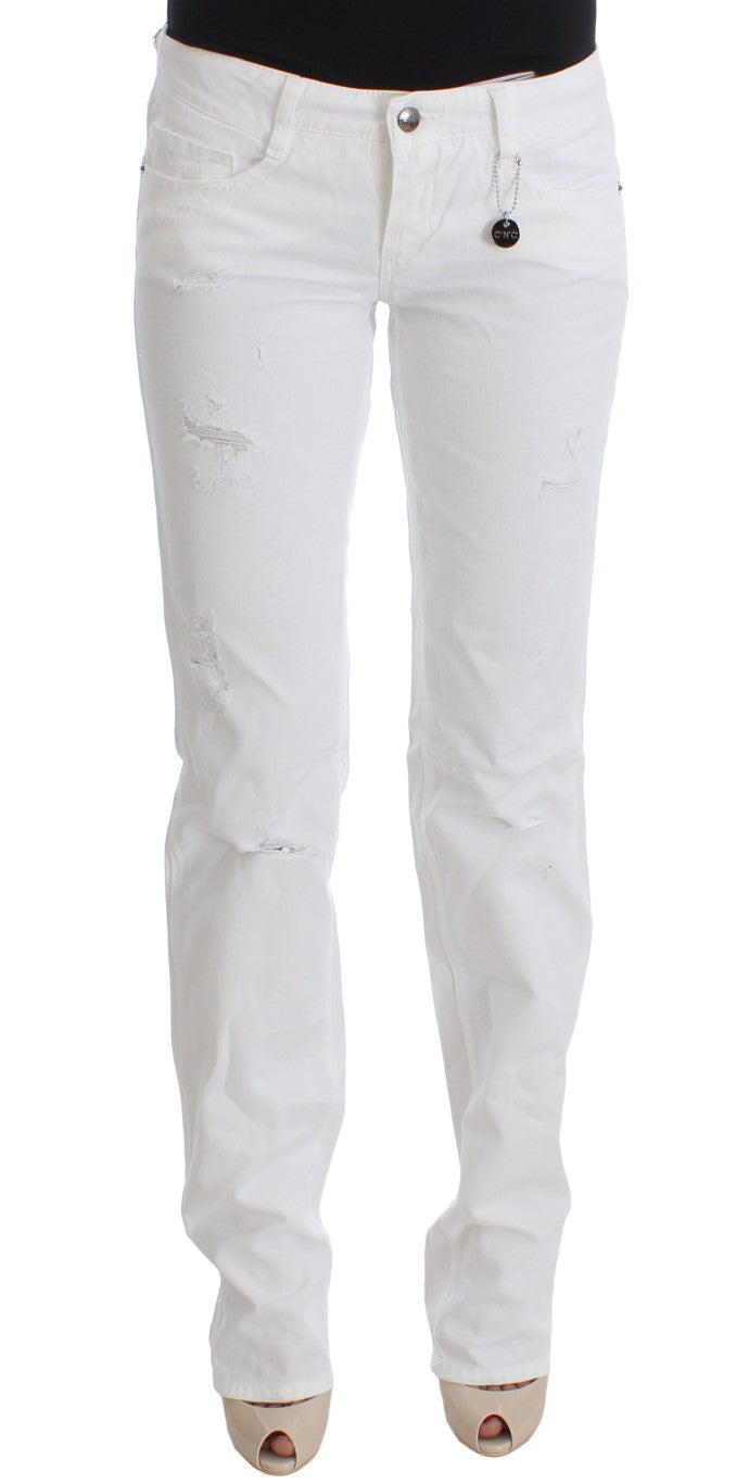 Costume National White Cotton Slim Fit Denim Bootcut Women's Jeans