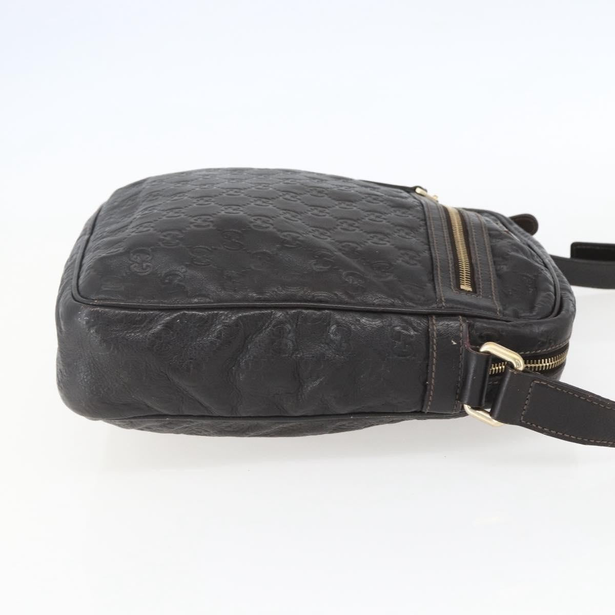 Gucci Front Zip Messenger Guccissima Leather Brown Leather Shoulder Bag Bag (Pre-Owned)