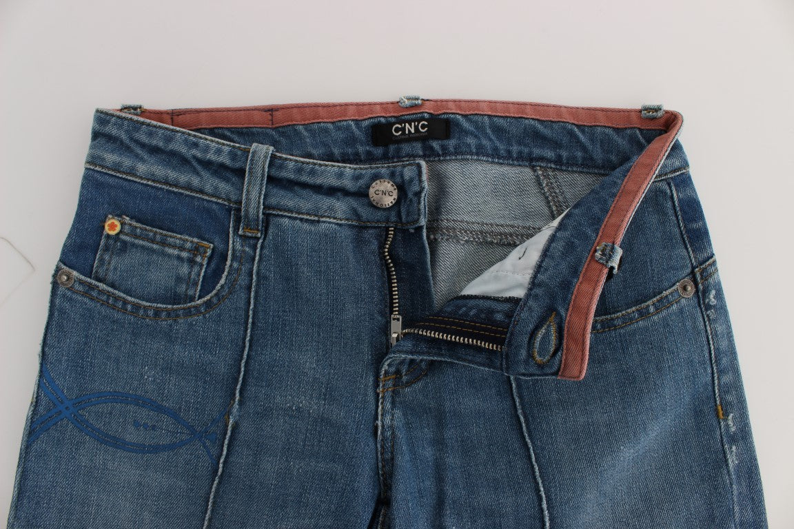 Costume National Blue Cotton Slim Fit Cropped Women's Jeans
