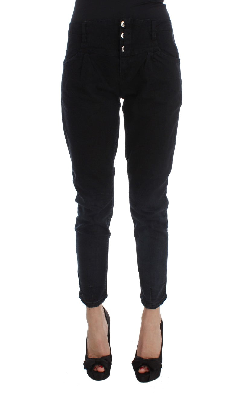 Costume National Black Cotton Slim Fit Cropped Women's Jeans
