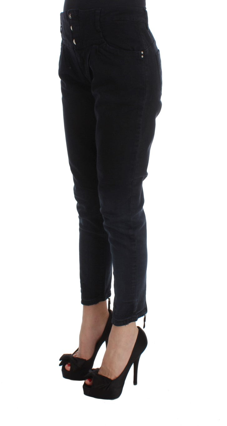 Costume National Black Cotton Slim Fit Cropped Women's Jeans