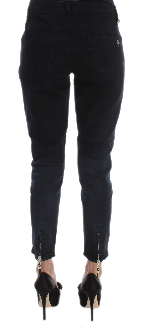 Costume National Black Cotton Slim Fit Cropped Women's Jeans