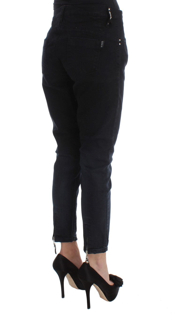 Costume National Black Cotton Slim Fit Cropped Women's Jeans