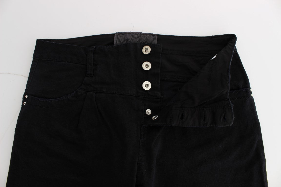 Costume National Black Cotton Slim Fit Cropped Women's Jeans