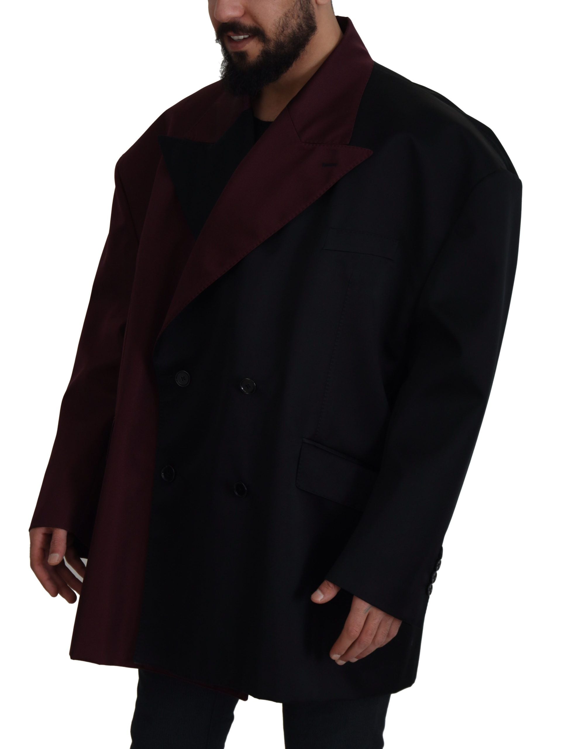 Dolce & Gabbana Bordeaux Polyester Double Breasted Men's Jacket