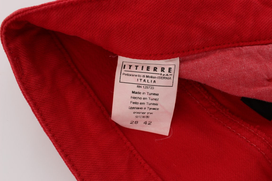 Costume National Red Cotton Blend Super Slim Fit Women's Jeans