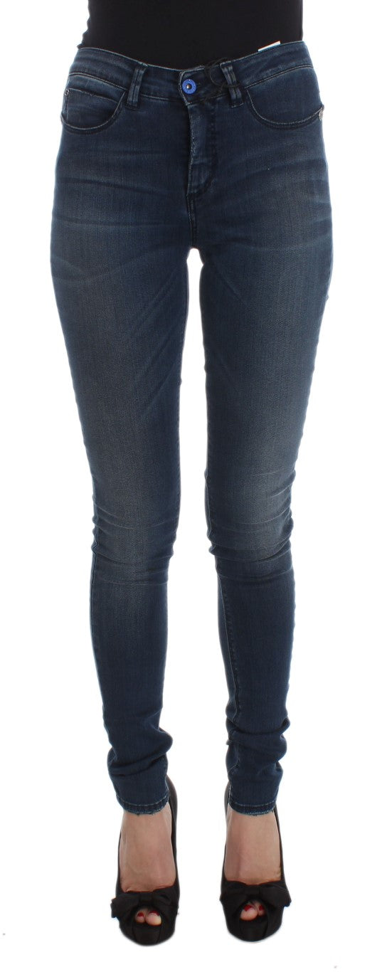 Costume National Blue Cotton Blend Slim Fit Women's Jeans