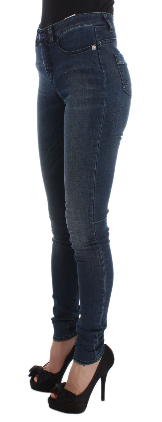 Costume National Blue Cotton Blend Slim Fit Women's Jeans