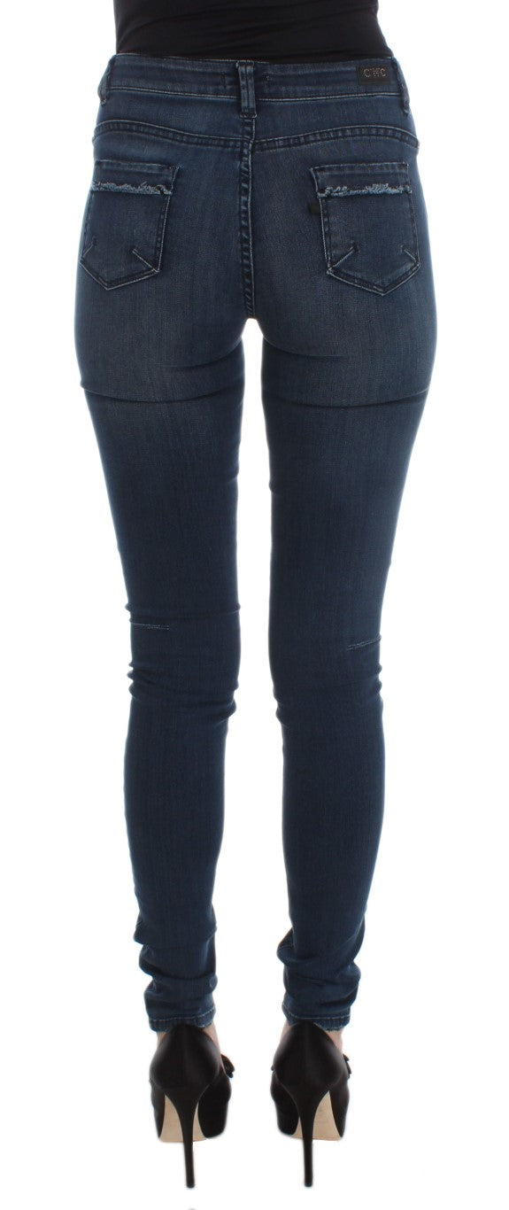 Costume National Blue Cotton Blend Slim Fit Women's Jeans