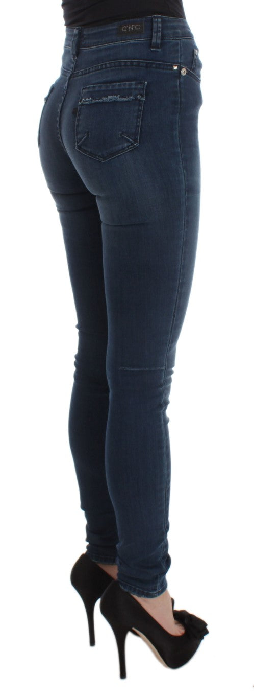 Costume National Blue Cotton Blend Slim Fit Women's Jeans