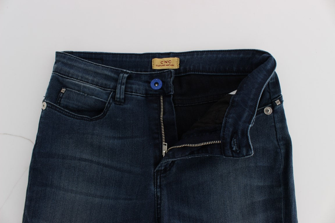 Costume National Blue Cotton Blend Slim Fit Women's Jeans
