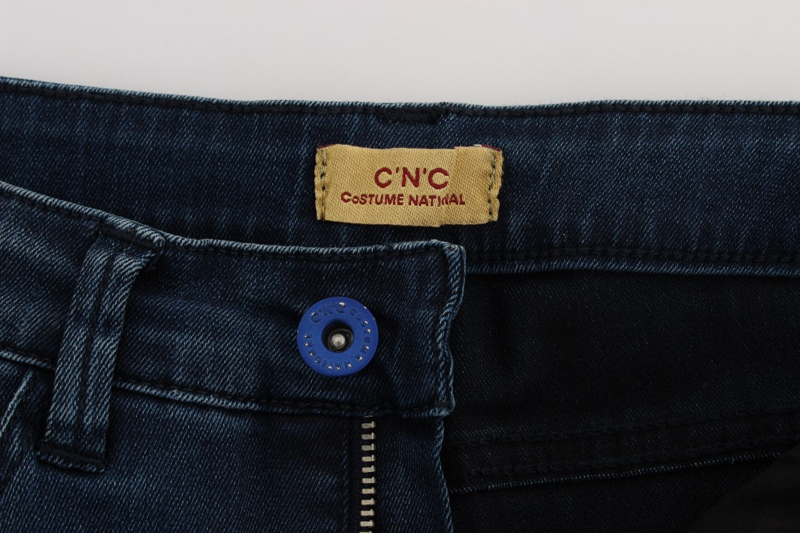 Costume National Blue Cotton Blend Slim Fit Women's Jeans