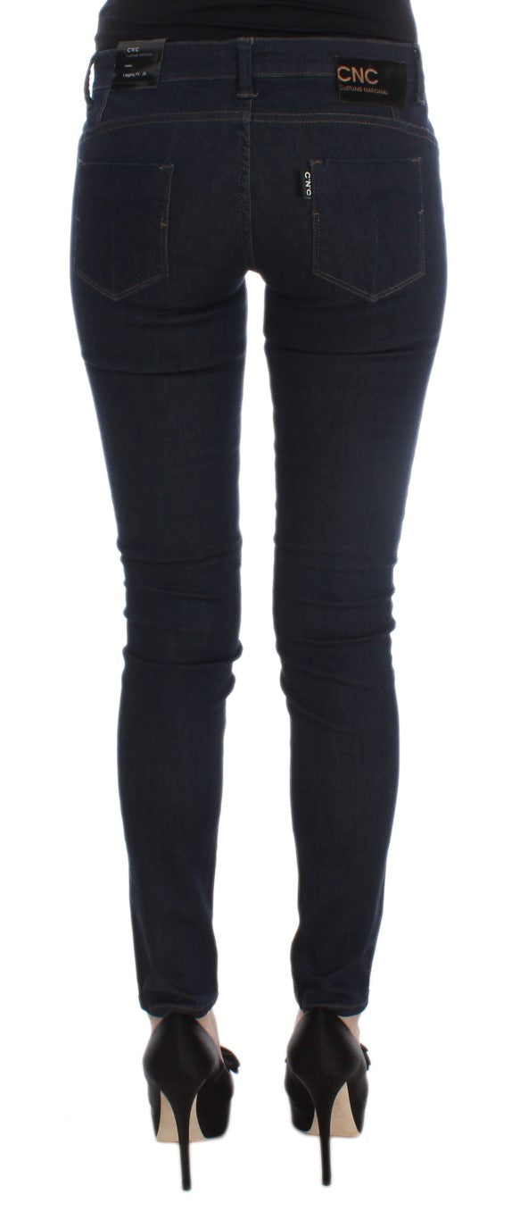 Costume National Blue Cotton Blend Slim Fit Women's Jeans