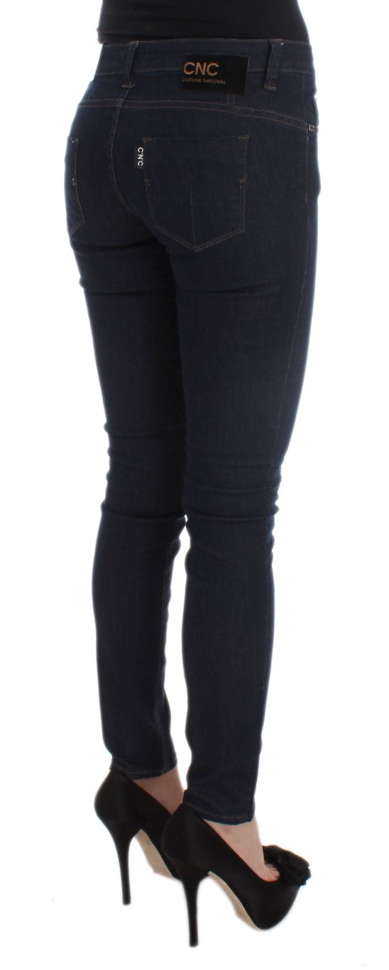 Costume National Blue Cotton Blend Slim Fit Women's Jeans