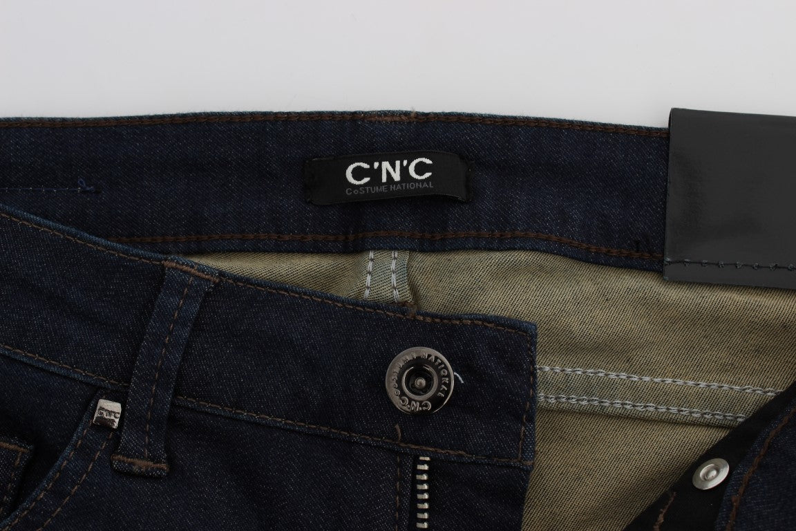 Costume National Blue Cotton Blend Slim Fit Women's Jeans