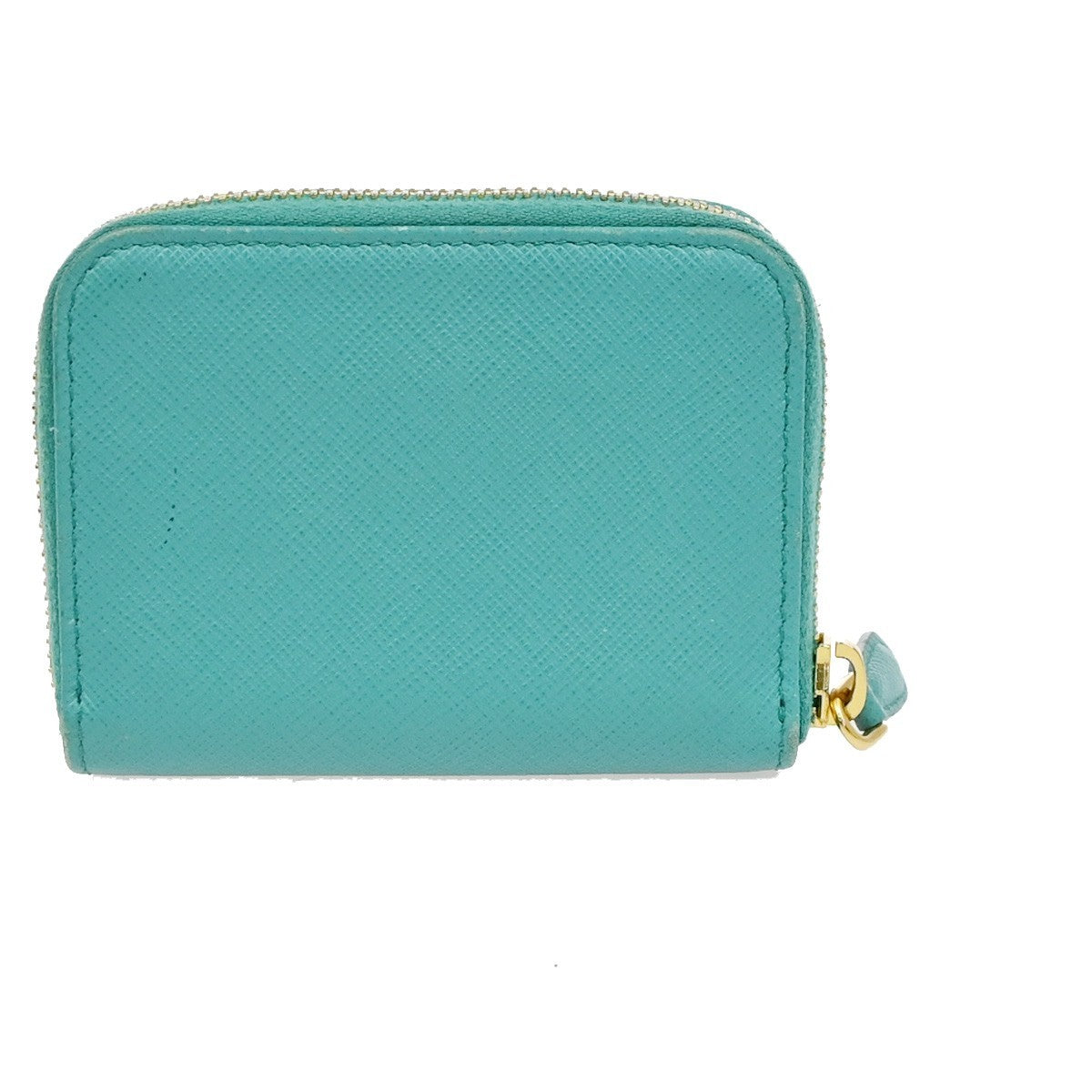 Prada Zip Around Saffiano Leather Blue Leather Wallets Accessory (Pre-Owned)