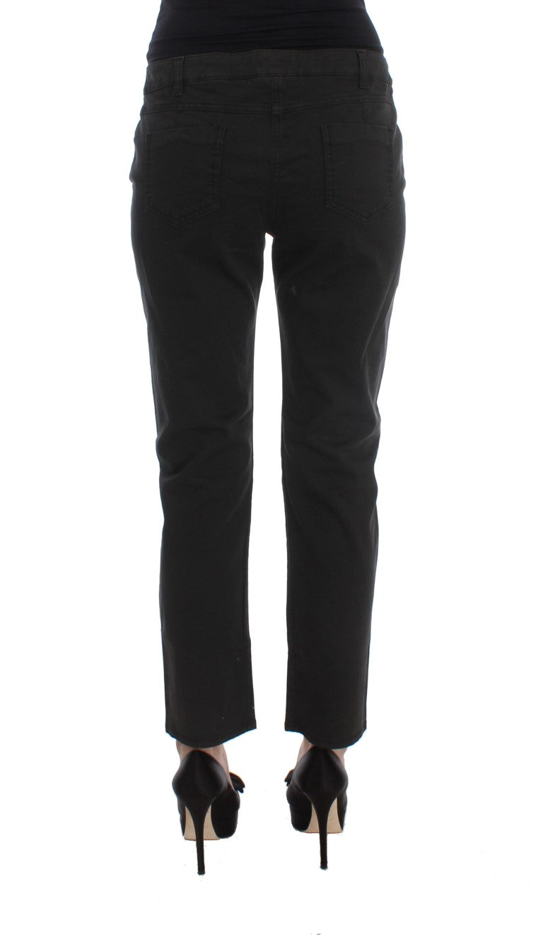 Costume National Black Cotton Capri Cropped Denim Women's Jeans