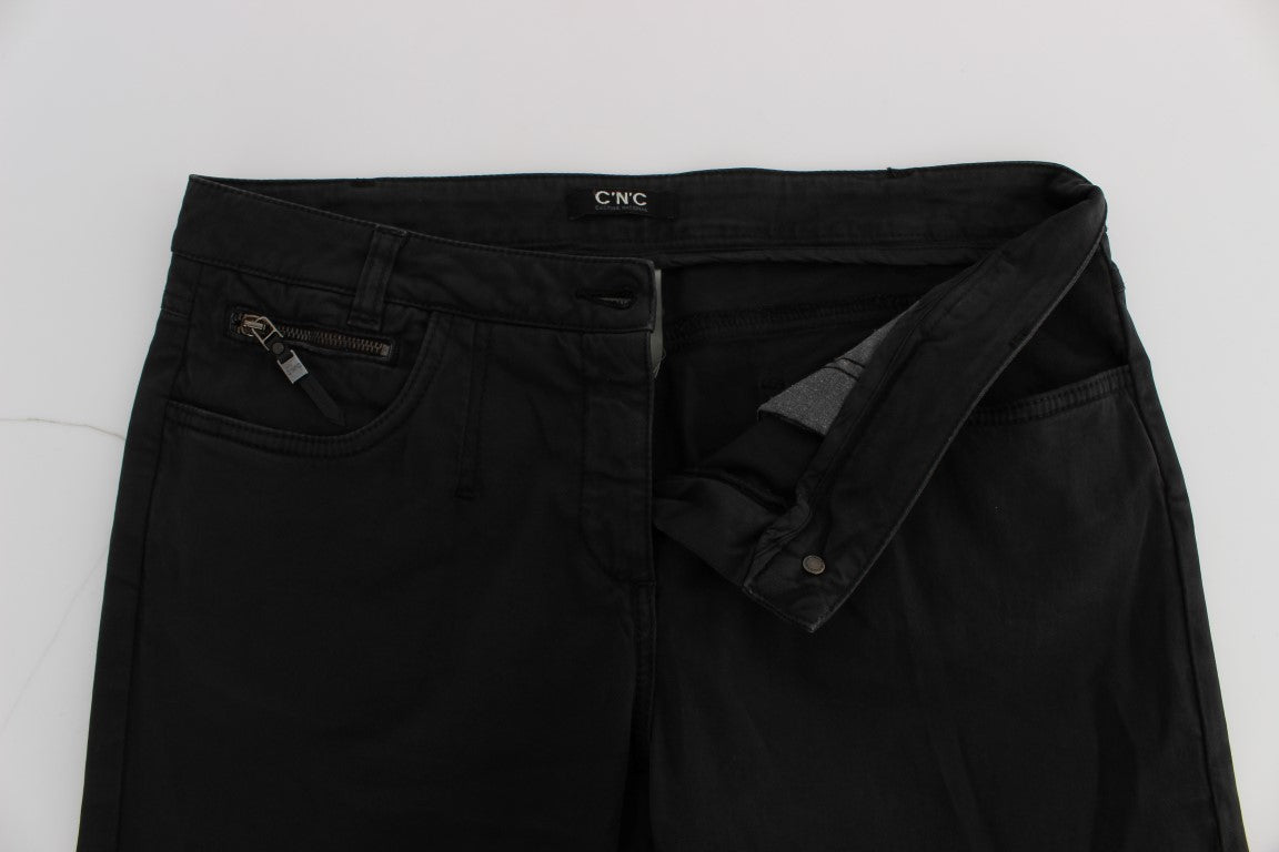 Costume National Black Cotton Capri Cropped Denim Women's Jeans