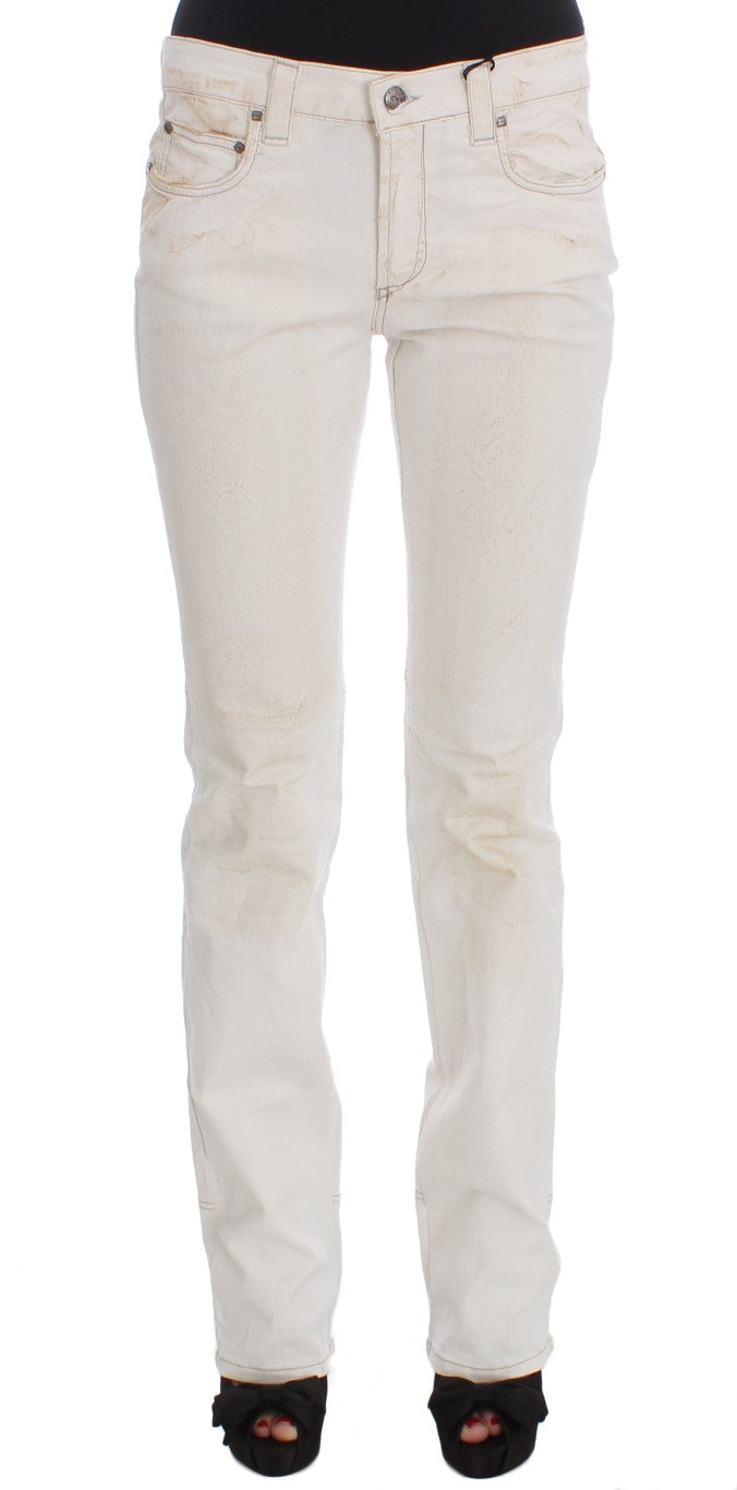 Costume National White Cotton Slim Fit Bootcut Women's Jeans