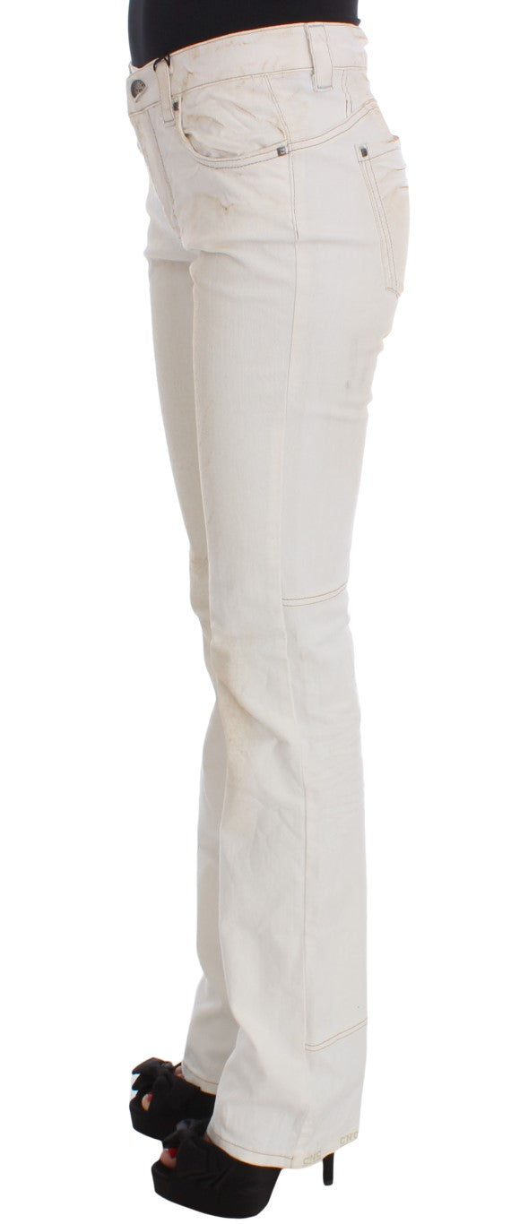 Costume National White Cotton Slim Fit Bootcut Women's Jeans