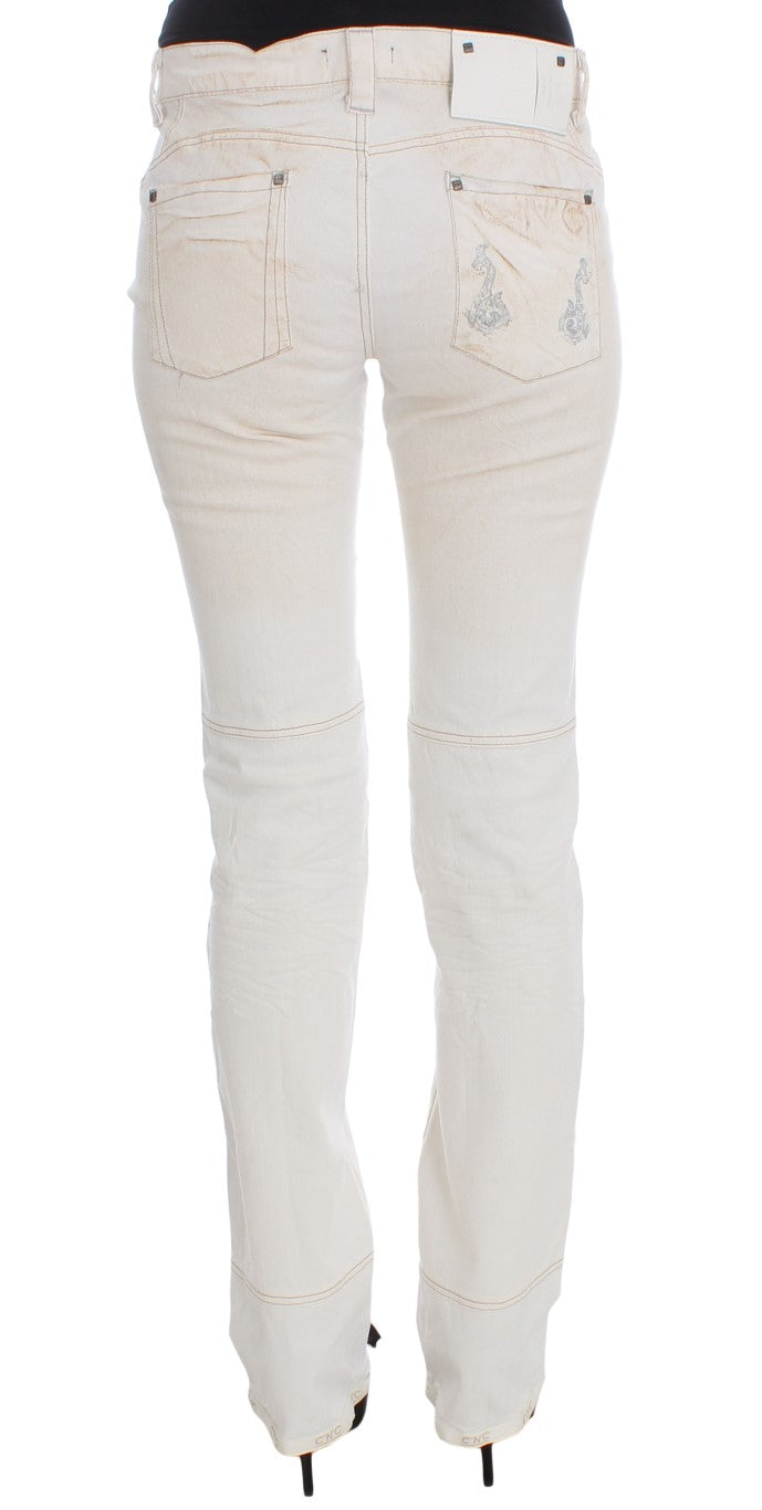 Costume National White Cotton Slim Fit Bootcut Women's Jeans