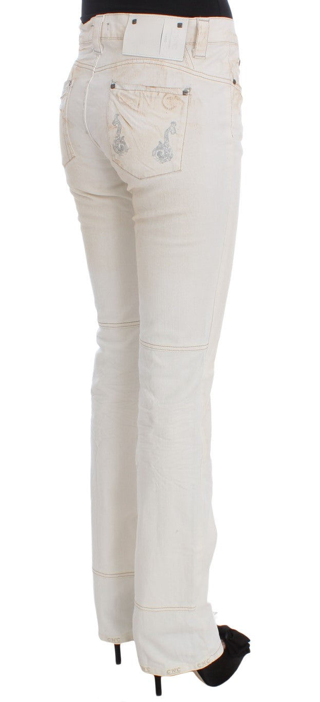 Costume National White Cotton Slim Fit Bootcut Women's Jeans
