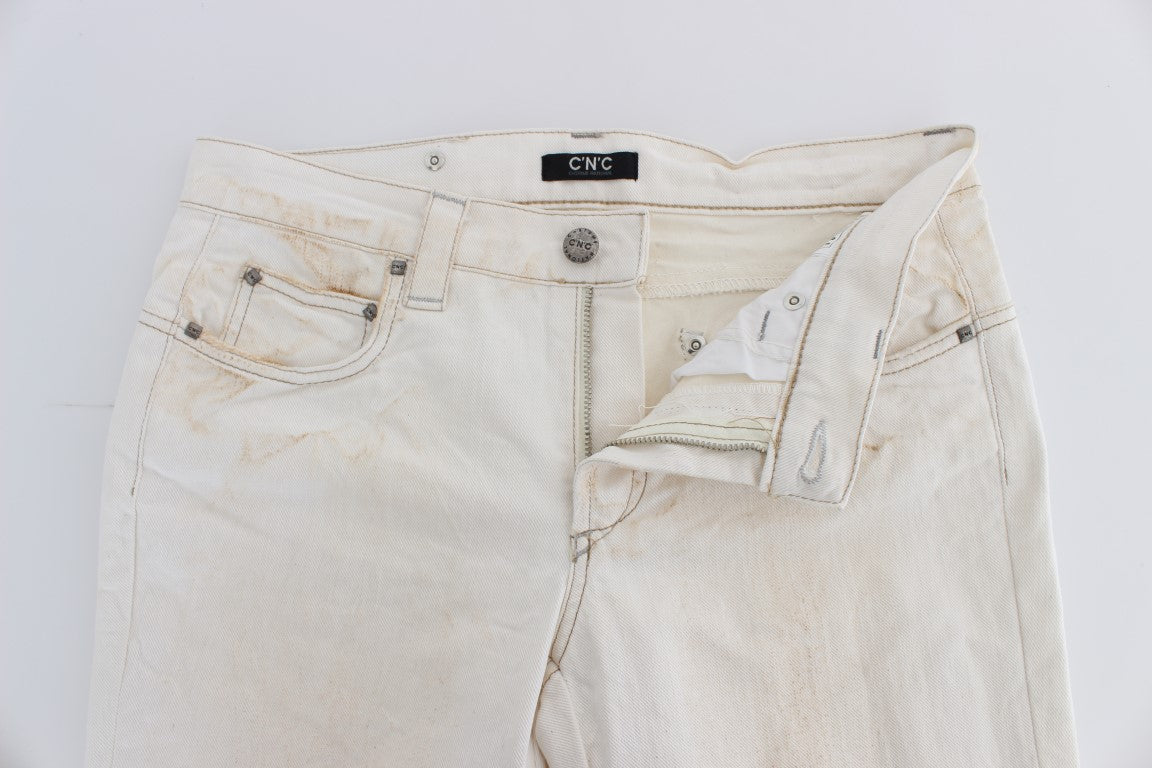 Costume National White Cotton Slim Fit Bootcut Women's Jeans