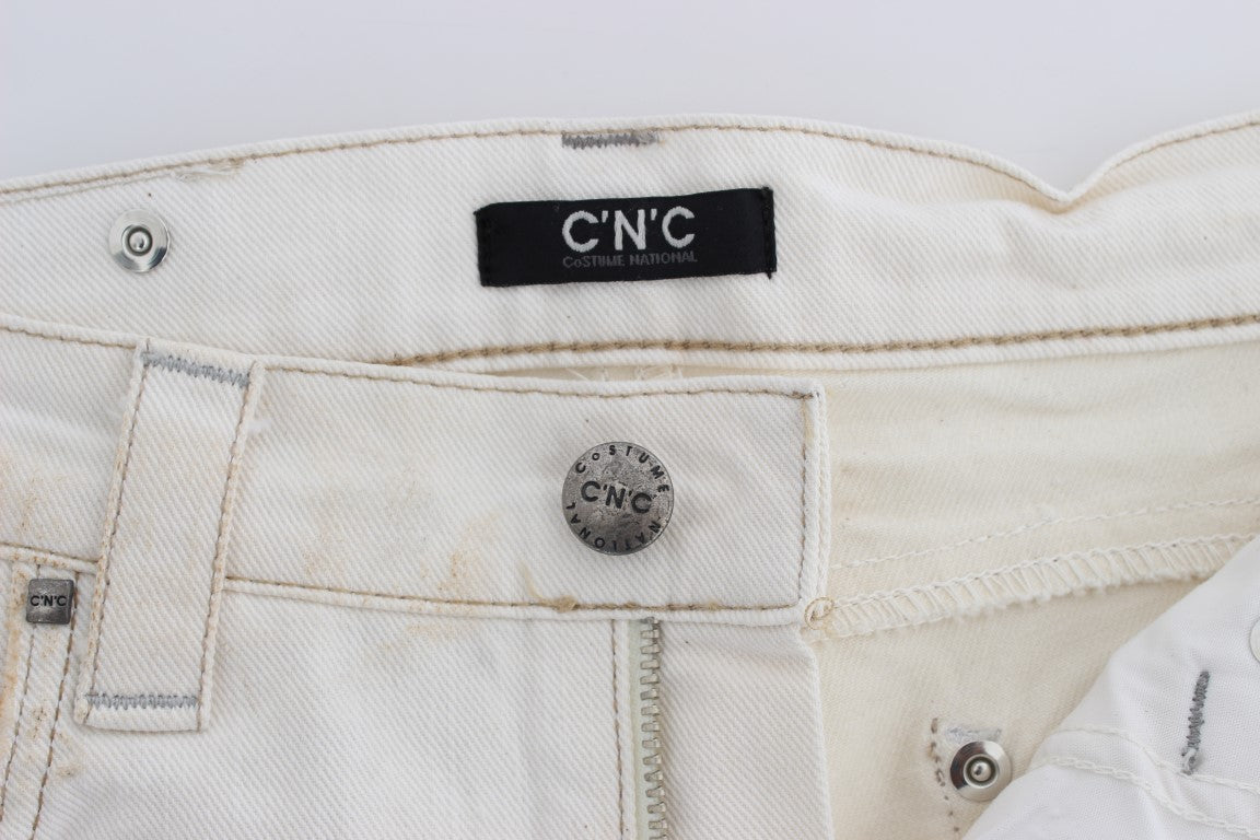 Costume National White Cotton Slim Fit Bootcut Women's Jeans