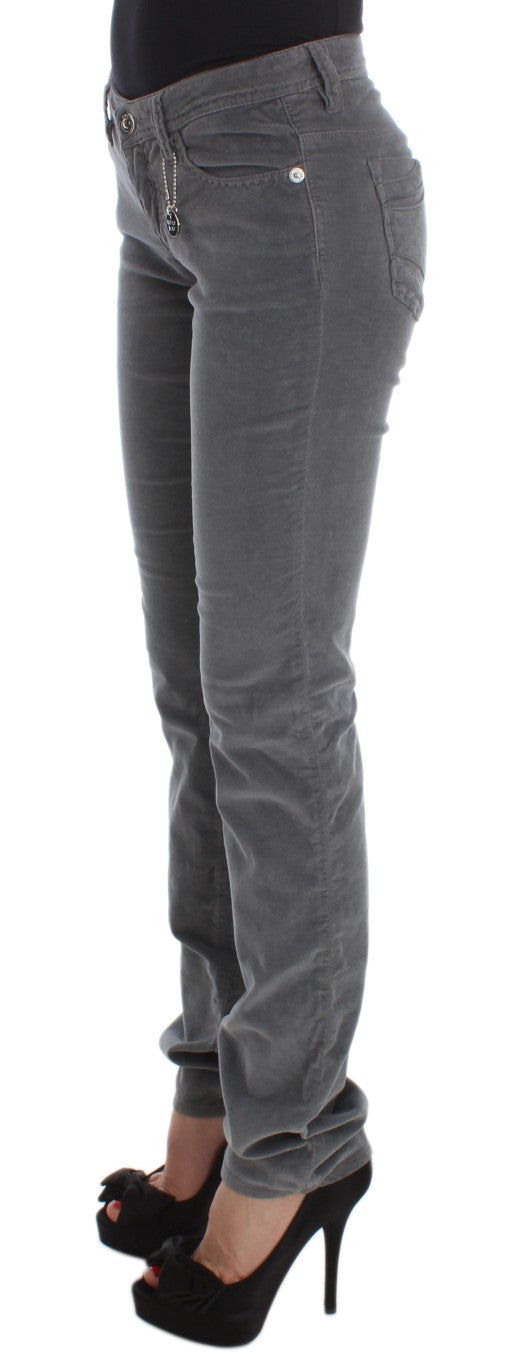 Costume National Gray Cotton Super Slim Corduroys Women's Jeans