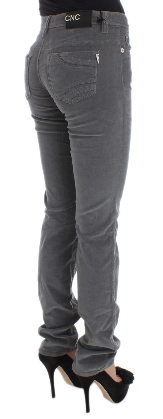Costume National Gray Cotton Super Slim Corduroys Women's Jeans