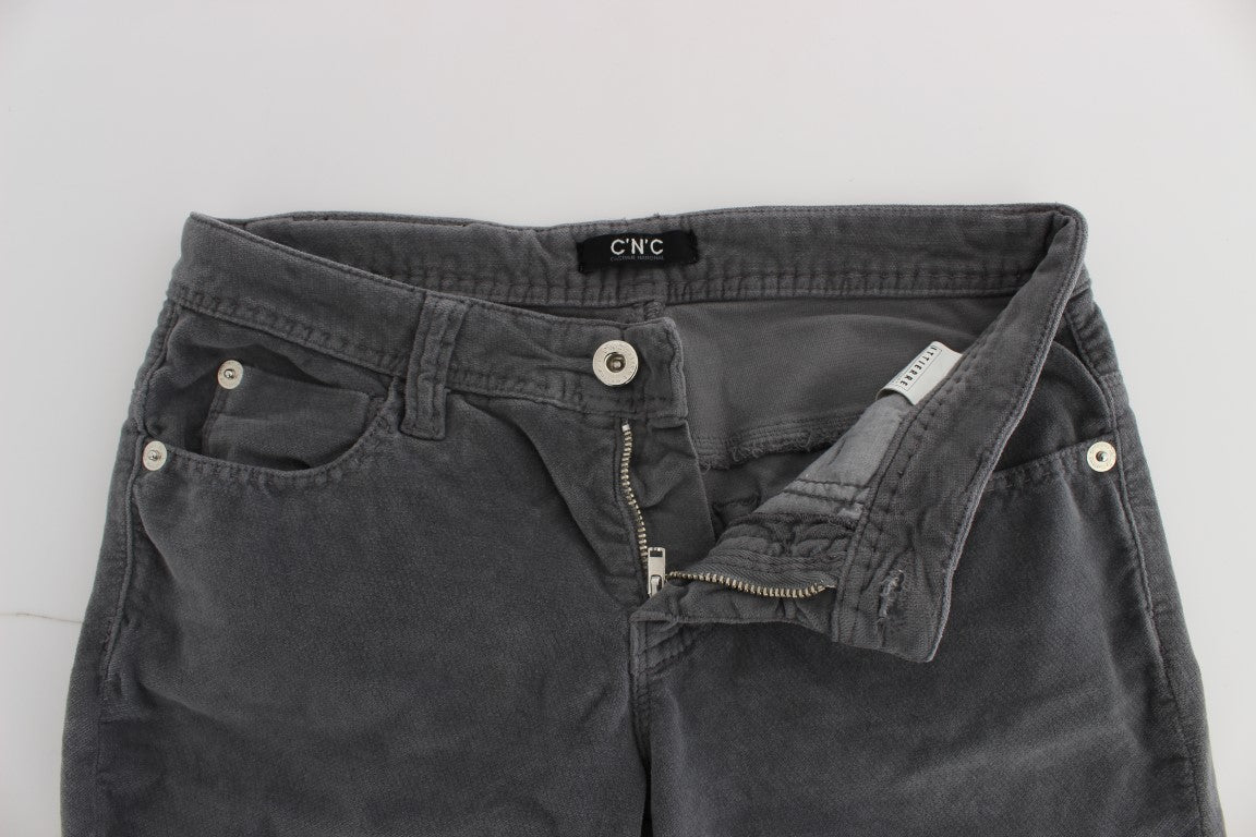 Costume National Gray Cotton Super Slim Corduroys Women's Jeans