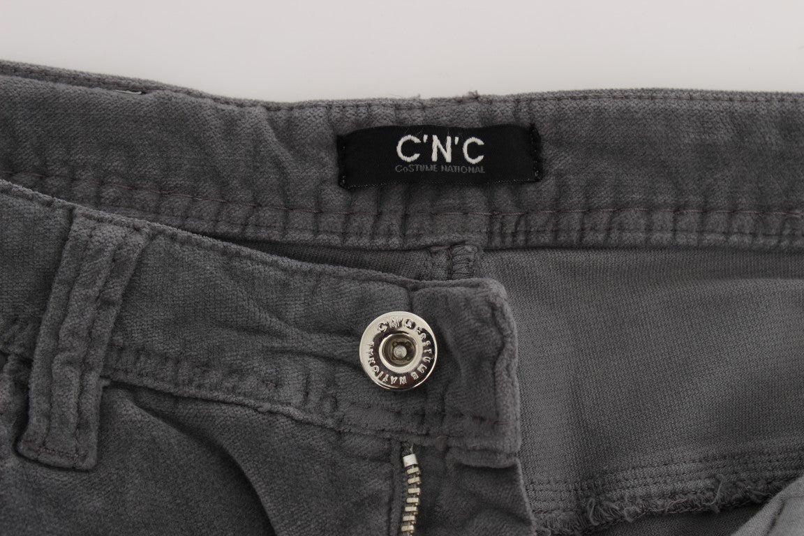 Costume National Gray Cotton Super Slim Corduroys Women's Jeans