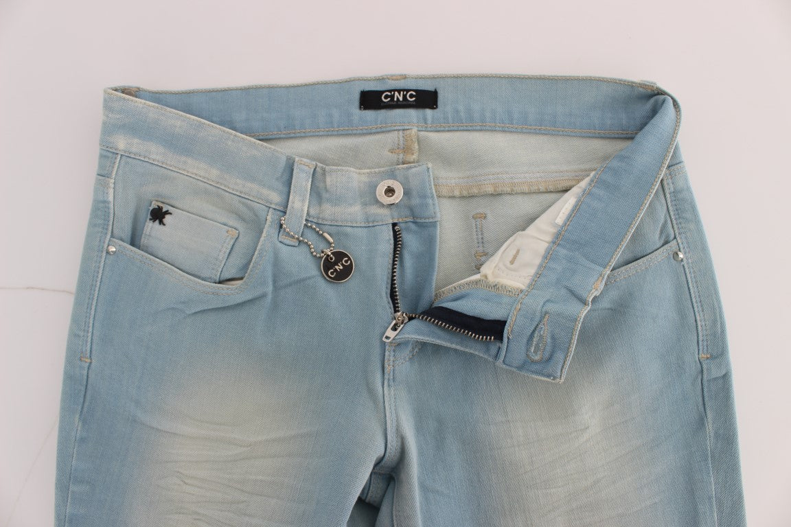 Costume National Blue Cotton Blend Super Slim Fit Women's Jeans