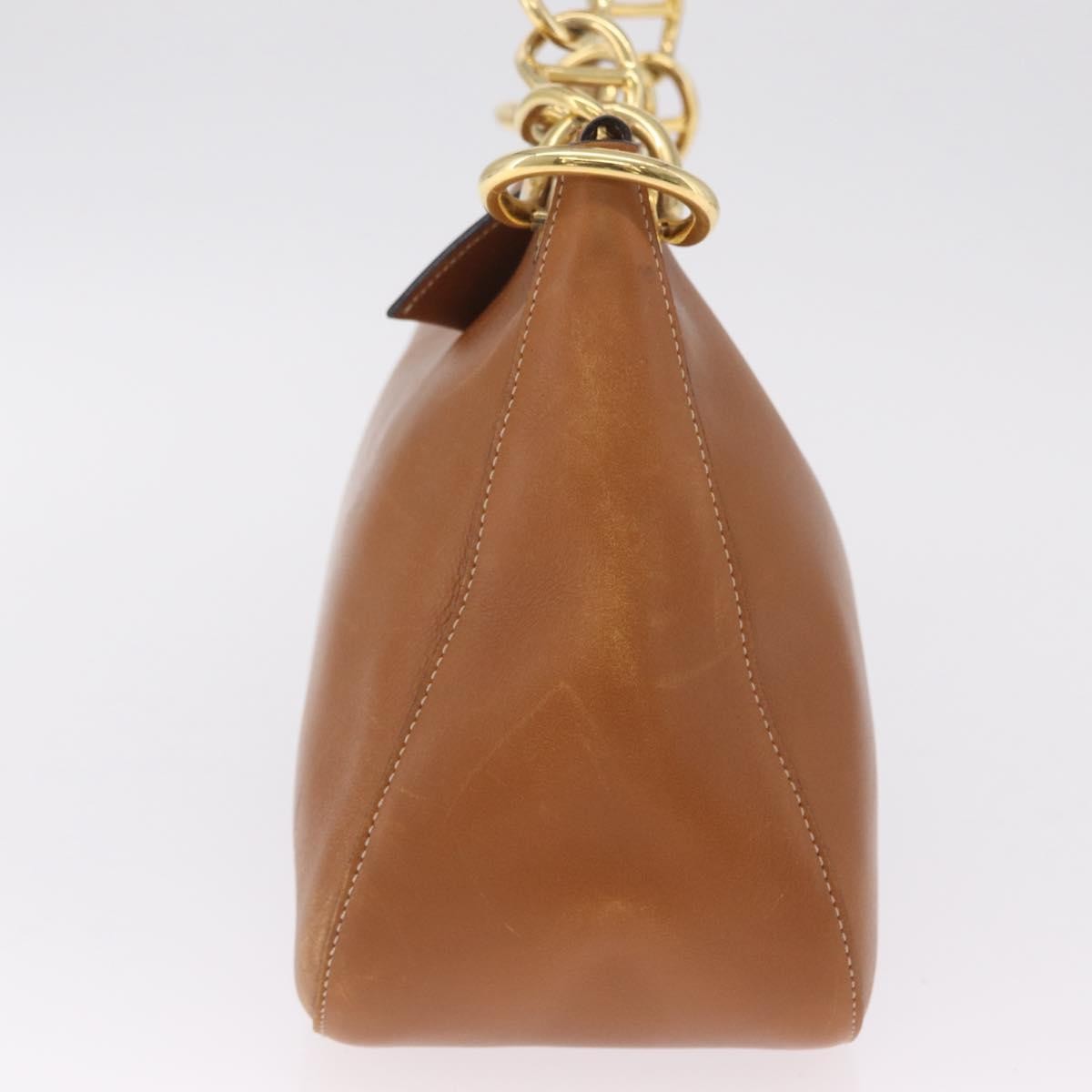 Prada Shoulder Leather Brown Leather Shoulder Bag Bag (Pre-Owned)
