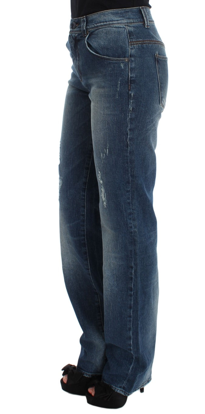 Ermanno Scervino Blue Wash Cotton Blend Slim Fit Women's Jeans
