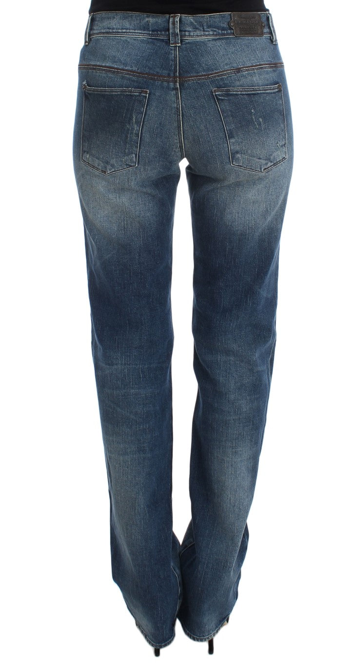 Ermanno Scervino Blue Wash Cotton Blend Slim Fit Women's Jeans
