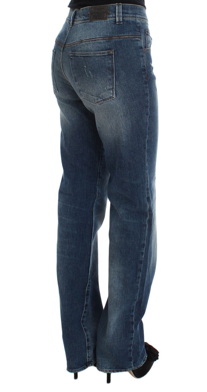 Ermanno Scervino Blue Wash Cotton Blend Slim Fit Women's Jeans